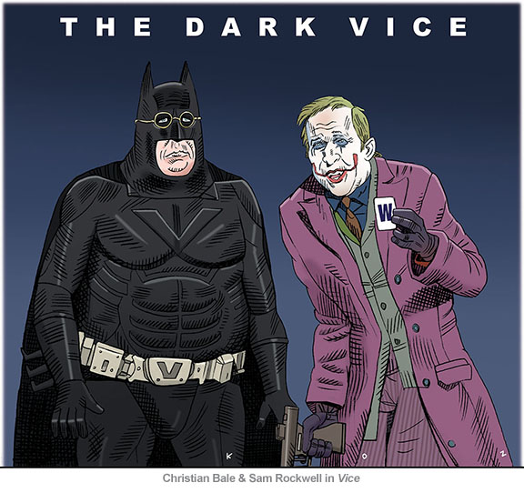 Christian Bale and Sam Rockwell appear as Batman and the Joker in a spoof of Vice